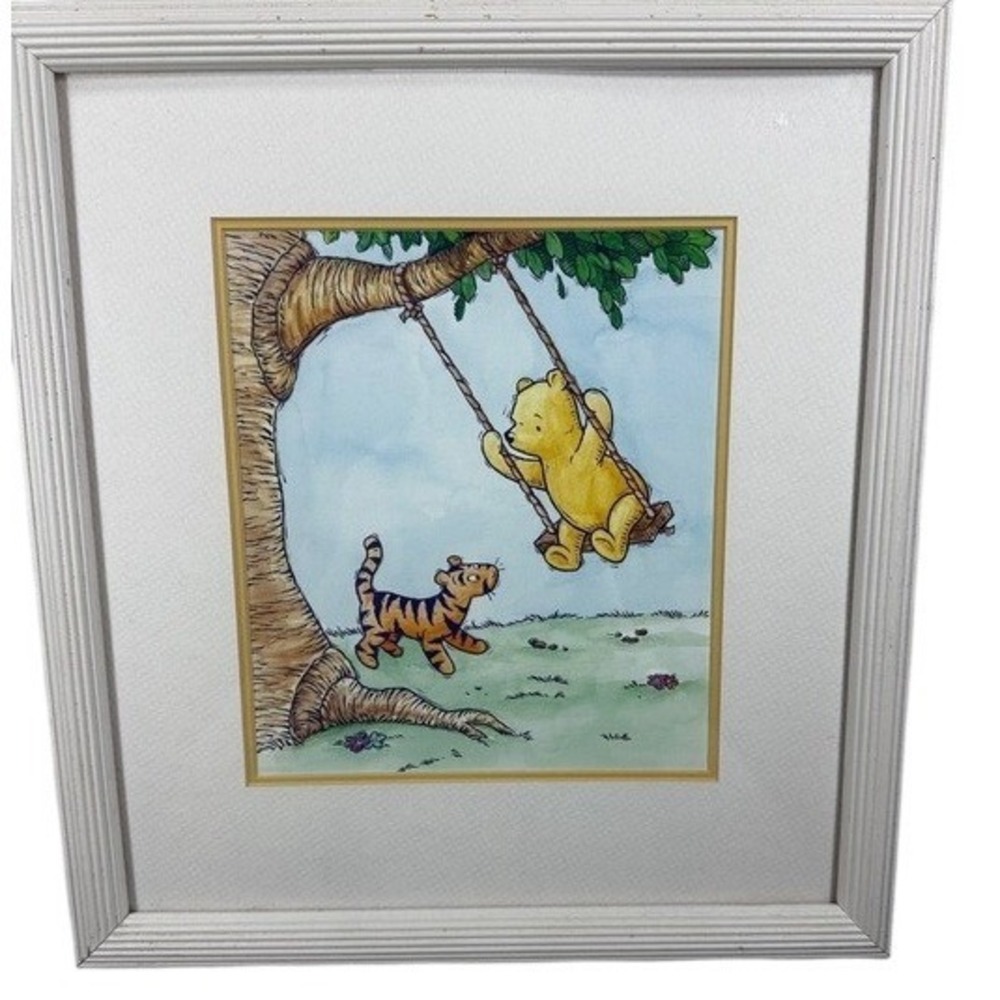 Disney Classic Pooh Framed Wall Art Kids Winnie the Pooh Tigger Swing 12x13
